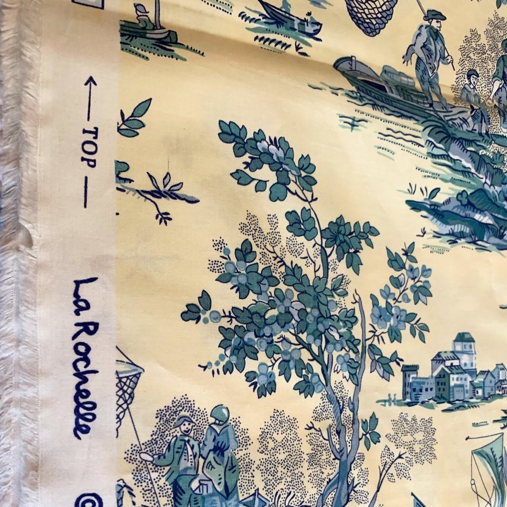 Gorgeous Vintage Chinoiserie Toile Bailey & Griffin Hand Printed Fishermen - Picture 2 of 16